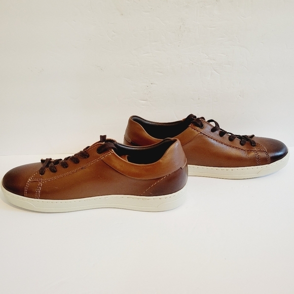 New BRUNO MAGLI Diego Cognac Calf Leather Sneakers Size 8 - Picture 2 of 7